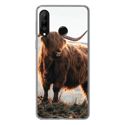 Produktbild von MuchoWow® Handyhülle Schutzhülle Hülle für Huawei P30 Lite Schottische Highlander - Tiere - Ländlich - Landschaft - Kuh - Natur Silikon Softcase Handy Hülle - Handyhülle