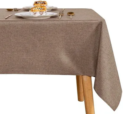 Immagine prodotto di Azomor® Tovaglia color kaki idrorepellente con effetto lino per interni ed esterni, 135 x 300 cm
