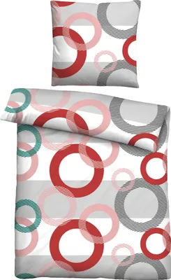 Produktbild von Traumhaft schlafen - Castell - Markenbettwäsche Baumwoll Renforce Bettwäsche 0040568 KREISE color: strumgrau, size: 1x 155x220 cm + 1x 80x80 cm