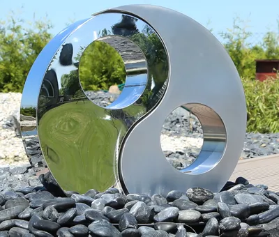Produktbild von CLGarden Edelstahl Element Yin Yang zum BAU für Gartenbrunnen Springbrunnen Zierbrunnen Skulptur Wasserspiel Brunnen