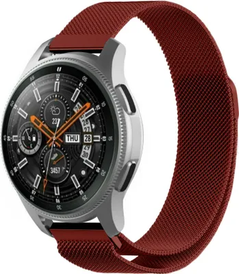 Produktbild von Strap-it Milanese Armband - Kompatibel mit Samsung Galaxy Watch Armband 46mm Edelstahl Armband mit Magnetverschluss - Ersatzarmband - Hochwertiges Material - für Smartwatch 22mm Armband Rot
