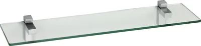 Produktbild von Glasregal 8mm eckig+ Clip QUADRO, Befestigungsclip :Quadro Edelstahloptik, Abmessung:60 x 20 cm, Nachbildung:Weiß