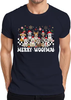 Produktbild von Merry Woofmas Hund Hunde Hundehalter - Weihnachten Xmas Christmas Herren T-Shirt, Navy, XXL