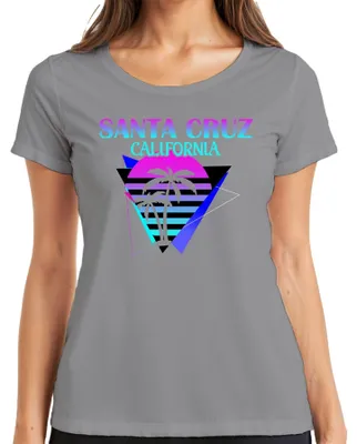 Zdjęcie produktu dla Santa Cruz California Palm Sun Vaporwave 80s Beach Surf Koszulka damska, szary, 3XL
