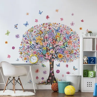 Immagine prodotto di Adesivo da parete Grande Albero - Decorazione parete soggiorno - Adesivo da parete camera da letto - Adesivo da parete fiori - Adesivo da parete ragazza - Rimovibile e autoadesivo