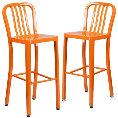 Productafbeelding van Flash Furniture barkruk met verticale schiferen rugleuning, geschikt voor binnen- en buitengebruik