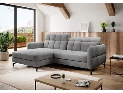 Produktbild von ELTAP Ecksofa Lorelle Grau, links, mit Schlaffunktion und Bettkasten