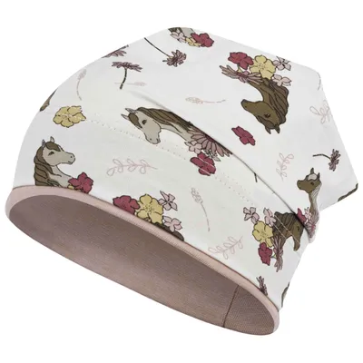 Produktbild von Mädchen Mütze Übergangsmütze Beanie Tiere, Gr. 54-56, Creme-Puderrosa