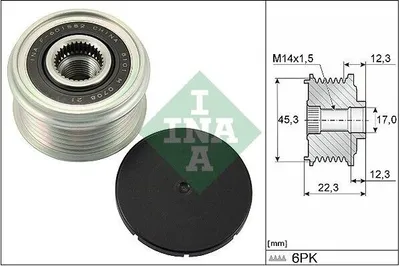 Produktbild von INA Generatorfreilauf Riemenscheibe Lichtmaschine für NISSAN X-TRAIL (T32)