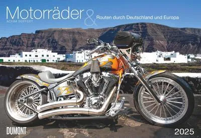 Immagine prodotto di Motorräder & Routen 2025 - Broschürenkalender - mit Schulferientabelle - Format 42 x 29 cm