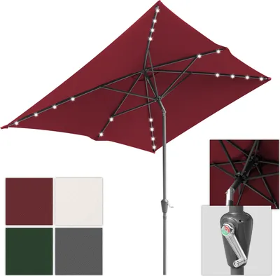Obrázok produktu pre Aopunly záhradný slnečník 200 x 300 cm skladací trhový slnečník s kľukovým mechanizmom, červený