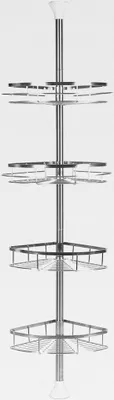Produktbild von Duschregal Teleskop mit 4 Ablagen Badezimmerregal aus Edelstahl Duschablage Ohne Bohren Eckregal Höhenverstellbar von 110-280 cm Silber