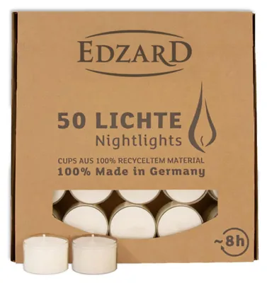 Teelichter 50er-Pack, weiß, Paraffin, Brenndauer ca. 8 h