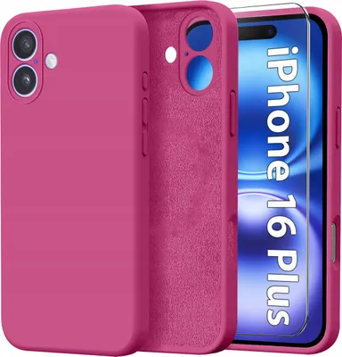 Productafbeelding van Hoesje voor Apple iPhone 16 Plus, siliconen, elastisch + beschermend glas 9H