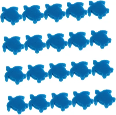 Produktbild von 24 schildkrötenförmige, ölabsorbierende Poolschwämme aus langlebigem, mildem Filterschwamm, wiederverwendbar zur Reinigung von Schwimmbädern und Teichen