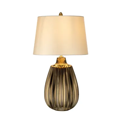 Immagine prodotto di Lampada da tavolo in Vetroceramica Newham, color bronzo-perla, 1xE27x60W, Vetroceramica/gesso, dimensioni: 55x30x19,5 cm, IP20, Elstead