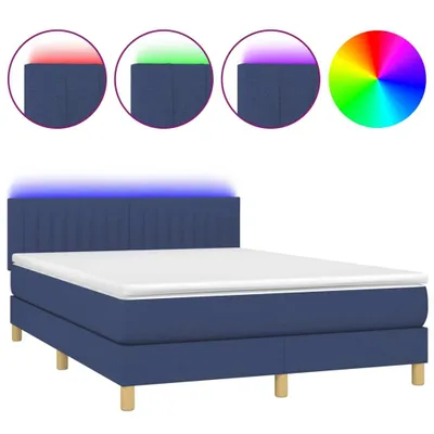 Produktbild von Boxspringbett mit Matratze & LED Blau 140x190 cm Stoff