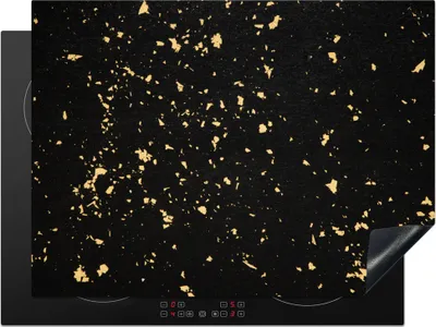 Produktbild von KitchenYeah© Herdabdeckplatte Goldene Flocken auf schwarzem Hintergrund , 71x52cm, Küche Deko, Glaskeramikkochfeld Herdabdeckung, Abdeckplatte fùr Kochfeld