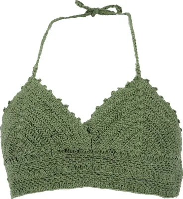 Produktbild von Häkeltop, Bikinitop, Strandtop, Hippie Bra - Grün, Damen, Baumwolle, Tops & T-Shirts