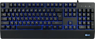 Produktbild von Klaviatur C-TECH KB-104BK, USB, 3 Farben Hintergrundbeleuchtung, black, CZ/SK