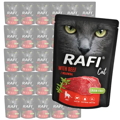 Zdjęcie produktu dla Rafi Cat Adult z Wołowiną 30x300g Bezzbożowa Mokra Karma Dla Kota