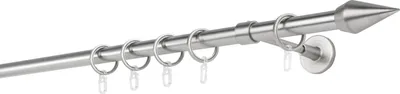 Produktbild von Gardinenstange auf Maß 20mm Kegel 1-lauf Wand-Decke 14cm Farbe: Edelstahl-Optik, Größe: 350cm