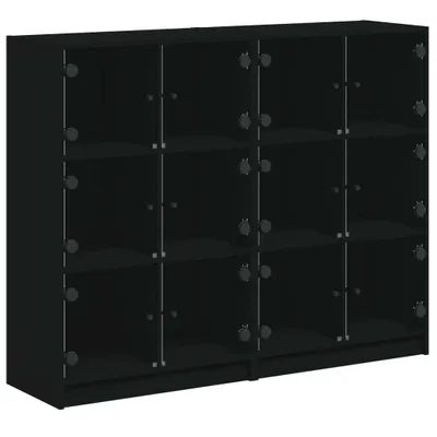 Obrázek produktu pro Knihovna s dvířky černá 136 x 37 x 109 cm kompozitní dřevo
