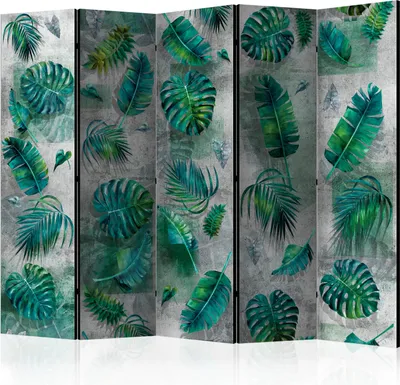 Obrázok produktu pre Obojstranný paraván Leaf 225x172 cm 5-dielny sivý