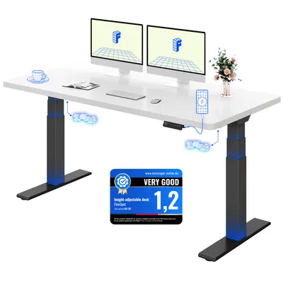 Produktbild von FLEXISPOT ValtreX E200 Höhenverstellbarer Schreibtisch 160x80cm 200KG TRAGKRAFT, 25MM EINTEILIGE TISCHPLATTE, 2 Motoren, USB-Anschluss, Weiß