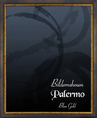 Produktbild von Bilderrahmen Palermo - 50x70 cm, Blau Gold Nachbildung, 1 mm Kunstglas entspiegelt
