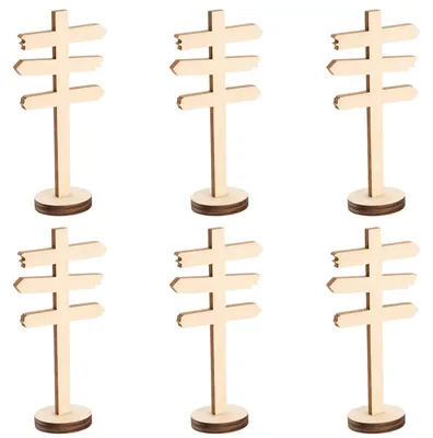 Mini-Wegweiser aus Holz, 6 Stück, natur, 7,5 x 4 cm