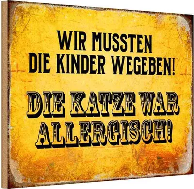 Produktbild von vianmo Holzschild 20x30 cm Kinder wegeben Katze allergisch Tier Haustier