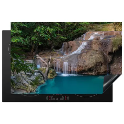 Produktbild von KitchenYeah© Herdabdeckplatte Wasserfall - Felsen - Landschaft , 80x52cm, Küche Deko, Glaskeramikkochfeld Herdabdeckung, Abdeckplatte fùr Kochfeld