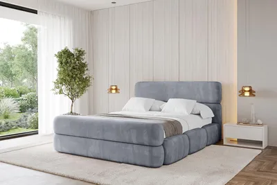 Produktbild von ALTDECOR Polsterbett mit Bettkasten - ELVA-Z 140x200 Grau  - Bett mit Matratze H3/H4, Kopfteil und Fußteil, Boxbett, Doppelbett mit Stauraum