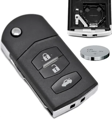 Produktbild von Klapp Schlüssel Gehäuse Funkschlüssel Fernbedienung Autoschlüssel Rohling + Batterie kompatibel mit Mazda