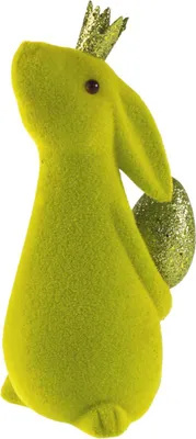 Produktbild von Werner Voß GmbH Hase mit Ei beflockt grün 18cm