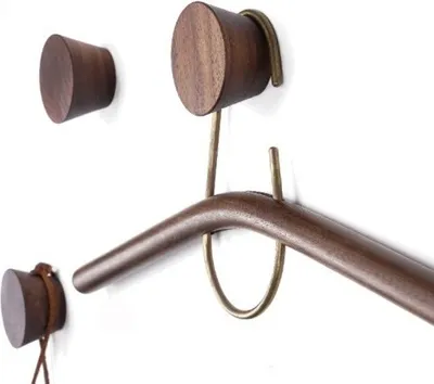 Immagine prodotto di Set di 4 ganci appendiabiti in legno (noce, tipo 2 nella foto)