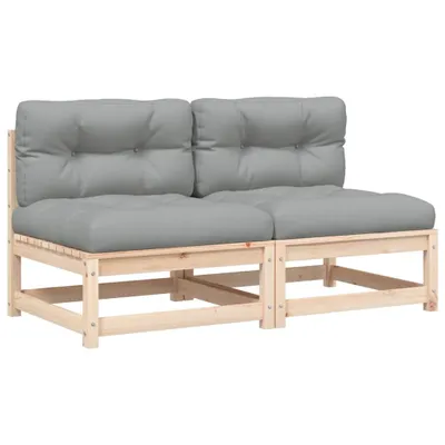 Image de vidaXL Canapés de jardin sans accoudoirs avec coussins 2 pcs. Pin massif