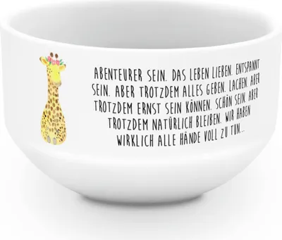 Produktbild von Mr. & Mrs. Panda dessertschale Giraffe Blumenkranz - Weiß - Geschenk, Müslischale, Müslischüssel, Selbstliebe, joghurtbowl, Wildtiere, schale, Abenteurer, Freundin