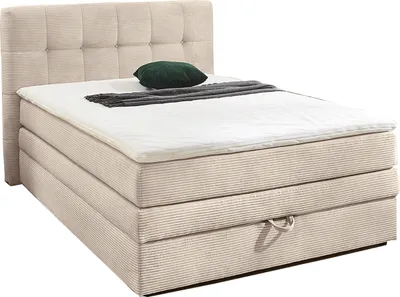 Produktbild von Boxspringbett - Creme - 120 x 200 cm - Cord - mit Bettkasten