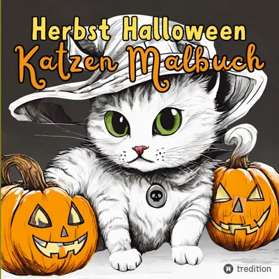 Produktbild von Malbuch Katze Halloween Herbst Kreativ Antistress Ausmalbilder für Erwachsene Jugendliche Teenager Kinder Malbuch Herbst Geschenk für Katzenfans