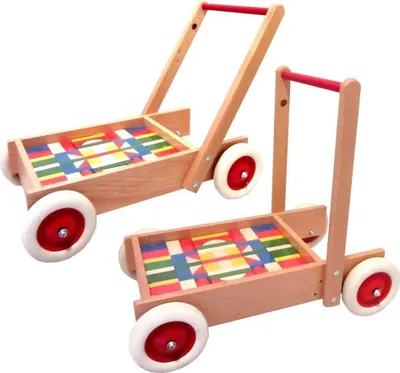 Produktbild von Schiebewagen mit bunten Holzklötzchen