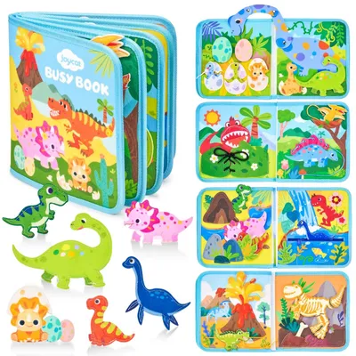 Produktbild von Montessori-Spielbrett Motorikspielzeug Busy Board - Für Kleinkinder von 1 bis 5 Jahren - Dinosaurier