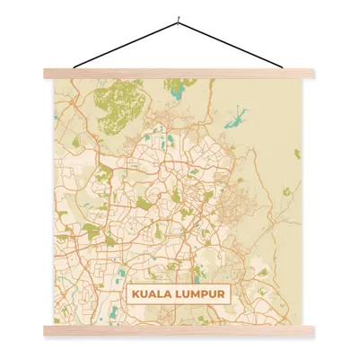 Produktbild von MuchoWow® Textilposter Kuala Lumpur - Stadtplan - Vintage - Karte 60x60 cm mit holzfarbenen Rahmen - Wanddekoration