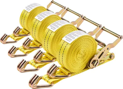 Produktbild von Spanngurte - Ratschengurte/Zurrgurte 4er-Set - Maße 3,8 cm x 6,1 m - Bruchlast 2000 kg - Doppel-J-Haken - Ratschenmechanismus - Mit Tragetasche - Für Anhänger/Motorrad/Kajak