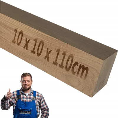 Immagine prodotto di Legno squadrato - Legno di quercia - 10 x 10 x 110 cm - Spigoli vivi - Per ringhiere, scale, mobili - Paletti di legno