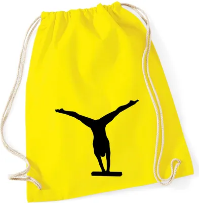 Produktbild von Huuraa Turnbeutel Schwebebalken Turnen 12 Liter Yellow Baumwolle Rucksack Geschenkidee