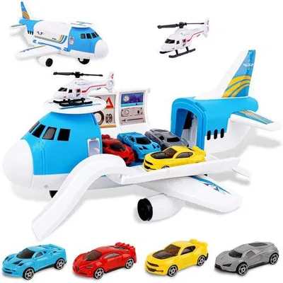 Produktbild von Kinder Spielzeug-Set mit Transportflugzeug, Autos und Hubschrauber