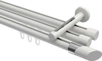 Produktbild von Interdeco Innenlaufstange / Gardinenstange mit Innenlauf Weiß, Typ Siteno Verano (Schräge Bicolor), 20 mm Ø 3-läufig, 180 cm