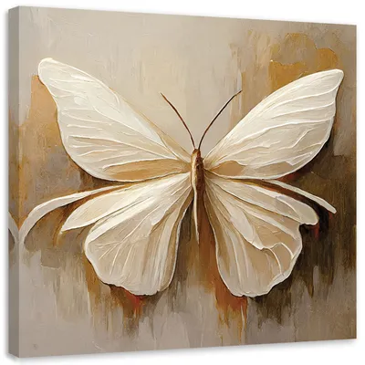 Produktbild von Leinwandbild Beige gemalter Schmetterling 60x60 Feeby Beige bild für die wand bereit zum aufhängen